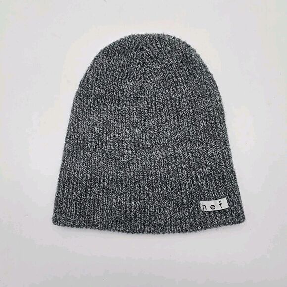 Neff Beanie Hat Gray Green Winter Cuffed Slouchy Acrylic Knit Cap - Picture 1 of 10